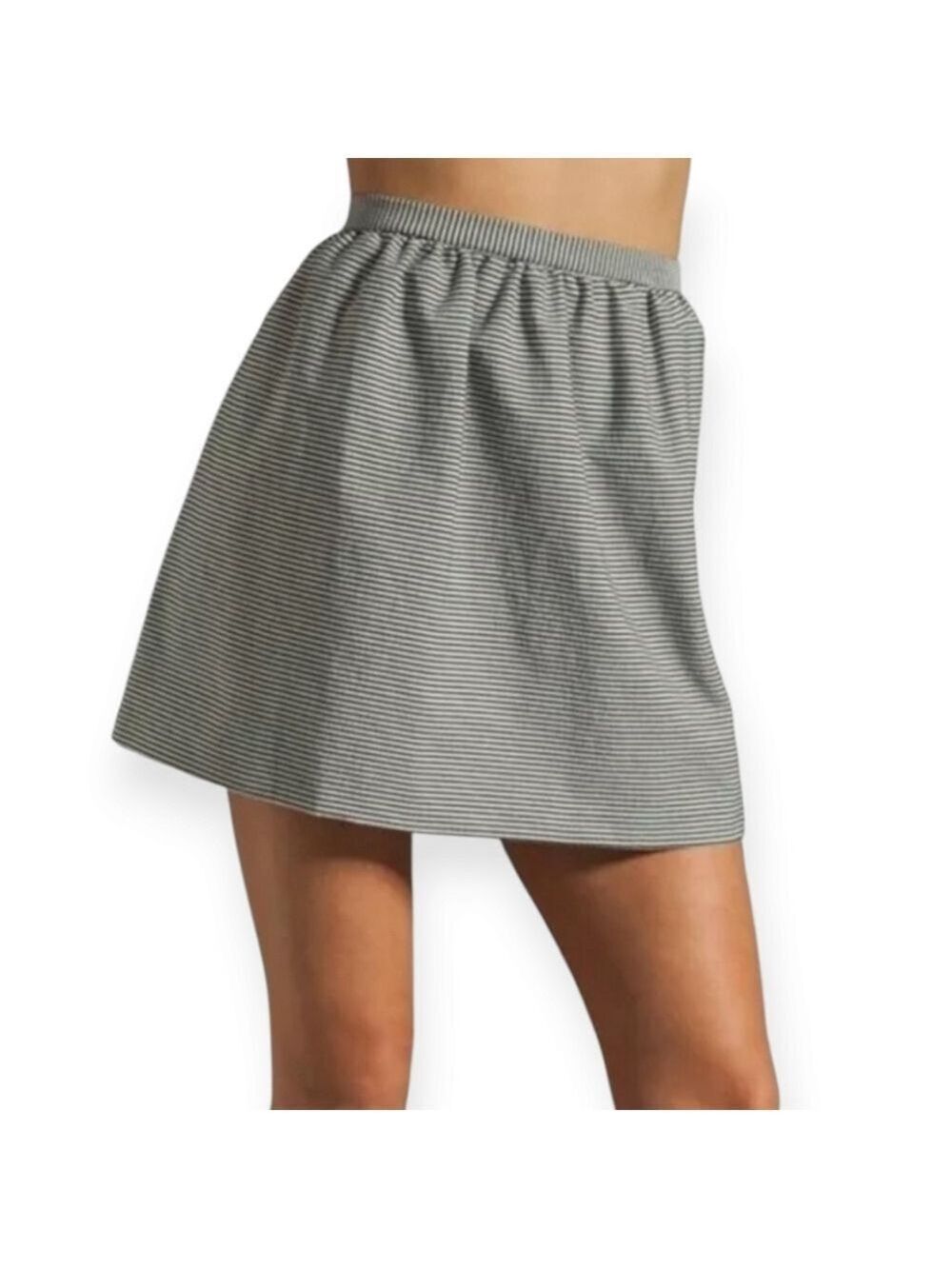 Alice + Olivia Black and White Stripe Cotton Mini Skirt